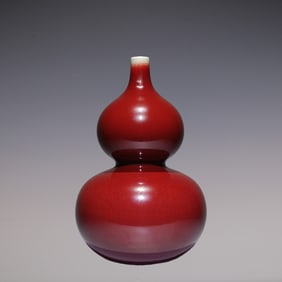 An Exquisite Iron-Red Gourd-Shaped Vase