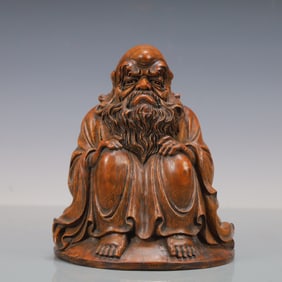 A Exquisite Bamboo Statue of Arhat Ornament