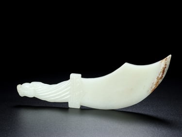 An Exquisite White Jade Knife Ornament