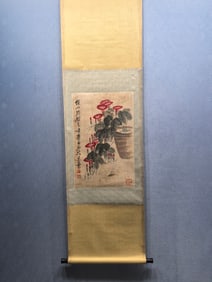 A Chinese Vertical Scroll Ink Painting of Flower on Paper