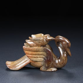An Exquisite Archaic Jade Mandarin Duck Ornament
