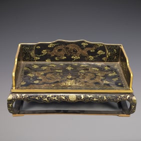 A Exquisite Black Lacquer Dragon Pattern Seawater Pattern Landscape Pattern Throne