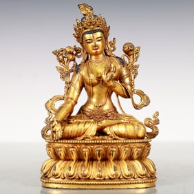 A Exquisite Gilt Bronze Statue of Tara Buddha statue