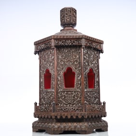 A Exquisite Zitanwood Eight Treasures Pattern Pagoda