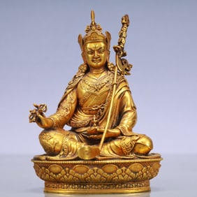 An Exquisite Gilt Bronze Statue of Padma Sambhava