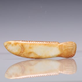 A Exquisite Archaic Jade Fish Ornament Hong Shan Culture