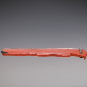 A Exquisite Carved Red Lacquer Zither