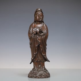 A Exquisite Zitanwood Statue of Avalokitesvara Ornament