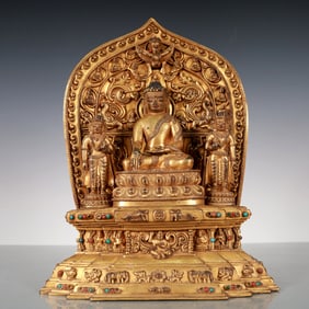 A Exquisite Gilt Bronze Statue of Sakyamuni Buddha statue