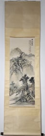 A Chinese Vertical Scroll Ink Painting of Landscape on Paper