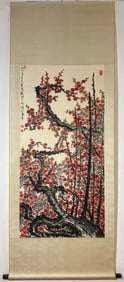 A Chinese Vertical Scroll Ink Painting of Flower on Paper