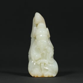 An Exquisite White Jade Statue of Mammon