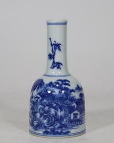 An Exquisite Blue and White Landscape Pattern Vase