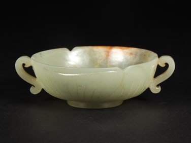 An Exquisite White Jade Double-Ears Cup