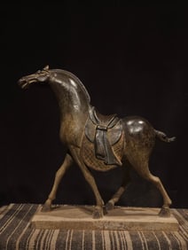 An Exquisite Limestone Painted Color Horse Ornament