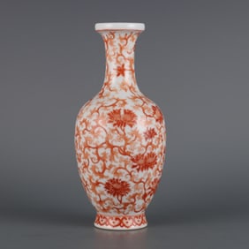 An Exquisite Iron-Red Lotus Pattern Vase
