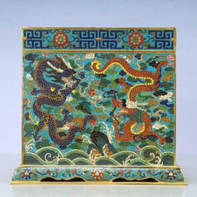 A Exquisite Cloisonne Lotus Pattern Seawater Pattern Dragon Pattern Box