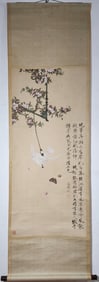 A Chinese Vertical Scroll Ink Painting of Flower and Bird on Paper