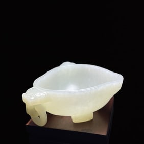 An Exquisite White Jade Beast-Ears Water Pot