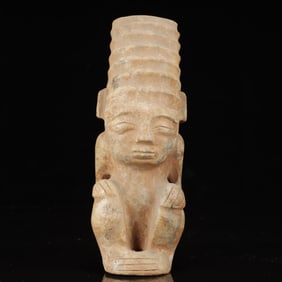 An Archaic Hongshan Culture Yellow Jade Figure Ornament