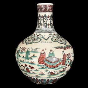 An Exquisite Color Glazed Character and Story Pattern Vase