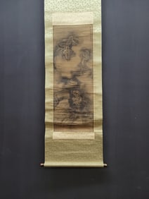 A Chinese Vertical Scroll Ink Painting of Dragon on Silk,Qin Shihuang