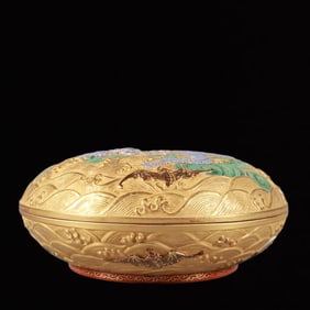 A Exquisite Enamel Golden Ground Carve Dragon Pattern Box