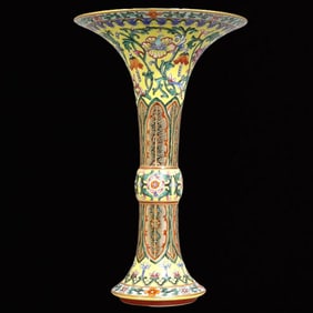 A Precious Butterfly and Lotus Pattern Painted Gold Vase