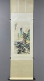 A Chinese Vertical Scroll Ink Painting of Landscape on Paper,Zhu Meicun