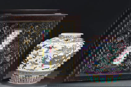 An Exquisite Wucai Eight Treasures Cloud Dragon Pattern Jar