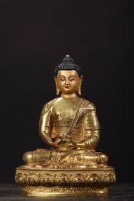 An Exquisite Gilt Bronze Statue of Sakyamuni