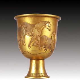 A Rare Gilt Bronze Horse Pattern Cup