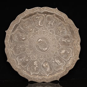 An Exquisite Silver-plated Copper the Twelve Chinese Zodiac Signs Pattern Plate