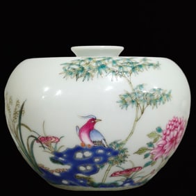 An Exquisite Famille-Rose Flower and Bird Pattern Water Pot