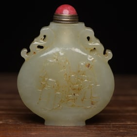 An Exquisite White Jade Figure Pattern Snuff Bottle
