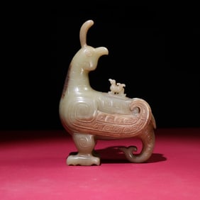 An Exquisite White Jade Phoenix Vase