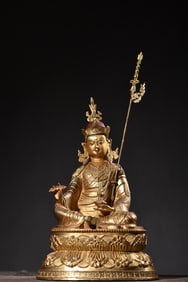 A Huge Gilt Bronze Statue of Padma Sambhava