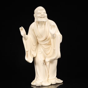 An Exquisite Blance-De-Chine Statue of Bodhidharma
