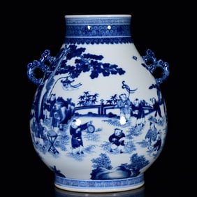 An Exquisite Figure Pattern Double-Ears Vase