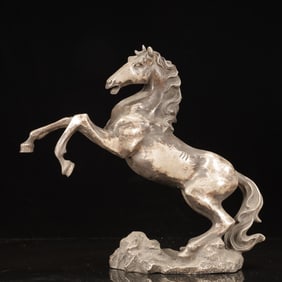 A Huge Silver-plated Copper Horse Ornament