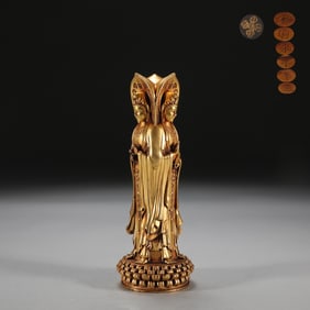A Solemn Gilt Bronze Statue of Avalokitesvara
