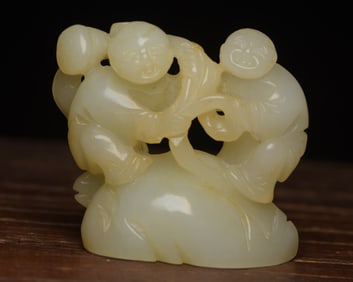 An Exquisite White Jade Figure Hand Piece