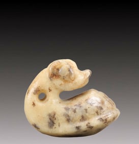 An Archaic Hongshan Culture Yellow Jade Goose Pendant