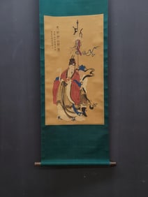A Chinese Vertical Scroll Ink Painting of Figure on Silk,Han Huang
