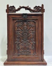 A Huge Huanghuali wood Bats and Peach Pattern Lunch Box