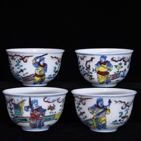 A Set of Exquisite Doucai Figure Pattern Cup
