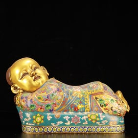 A Rare Cloisonne Flower Pattern Figure Pillow