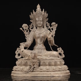 A Huge Silver-plated Copper Statue of Tara