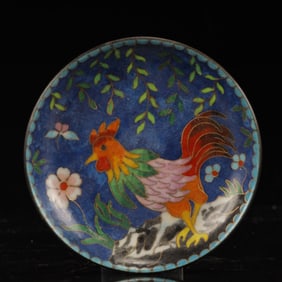 An Ecmxquisite Cloisonne Flower and Rooster Pattern Plate