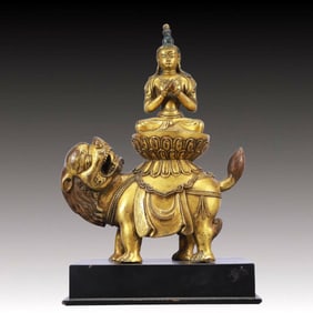 A Solemn Gilt Bronze Statue of Bodhisattva